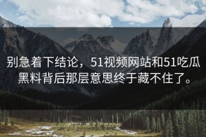 别急着下结论，51视频网站和51吃瓜黑料背后那层意思终于藏不住了。