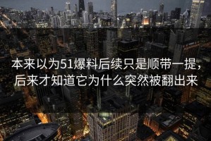 本来以为51爆料后续只是顺带一提，后来才知道它为什么突然被翻出来