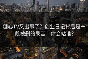 糖心TV又出事了？创业日记背后是一段被删的录音｜你会站谁？