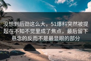 没想到后劲这么大，51爆料突然被提起在不知不觉里成了焦点，最后留下悬念的反而不是最显眼的部分