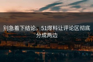 别急着下结论，51爆料让评论区彻底分成两边