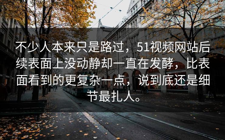 不少人本来只是路过，51视频网站后续表面上没动静却一直在发酵，比表面看到的更复杂一点，说到底还是细节最扎人。