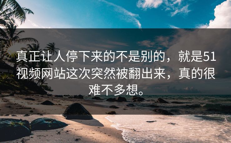真正让人停下来的不是别的，就是51视频网站这次突然被翻出来，真的很难不多想。