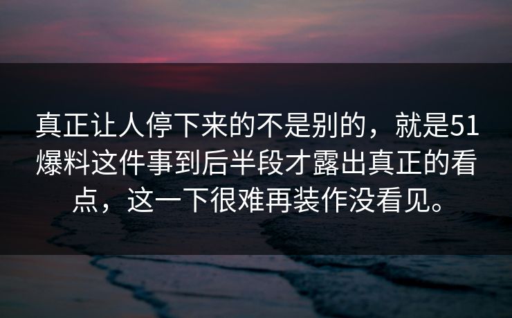 真正让人停下来的不是别的，就是51爆料这件事到后半段才露出真正的看点，这一下很难再装作没看见。