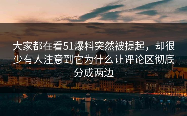 大家都在看51爆料突然被提起，却很少有人注意到它为什么让评论区彻底分成两边