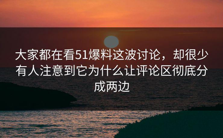 大家都在看51爆料这波讨论，却很少有人注意到它为什么让评论区彻底分成两边