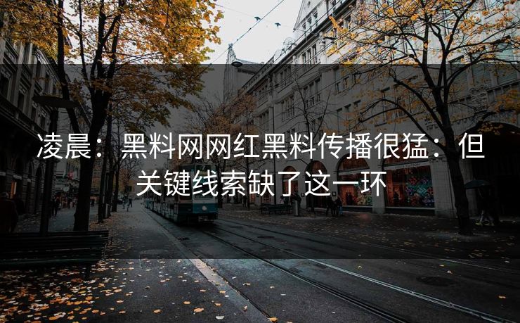 凌晨：黑料网网红黑料传播很猛：但关键线索缺了这一环