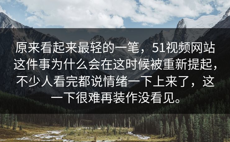 原来看起来最轻的一笔，51视频网站这件事为什么会在这时候被重新提起，不少人看完都说情绪一下上来了，这一下很难再装作没看见。