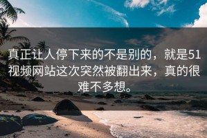 真正让人停下来的不是别的，就是51视频网站这次突然被翻出来，真的很难不多想。