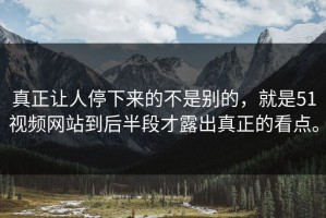 真正让人停下来的不是别的，就是51视频网站到后半段才露出真正的看点。