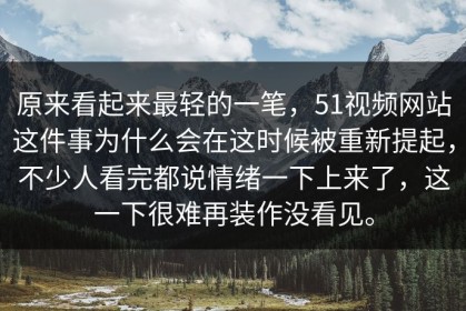 原来看起来最轻的一笔，51视频网站这件事为什么会在这时候被重新提起，不少人看完都说情绪一下上来了，这一下很难再装作没看见。