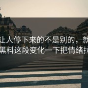 真正让人停下来的不是别的，就是51吃瓜黑料这段变化一下把情绪拉满了
