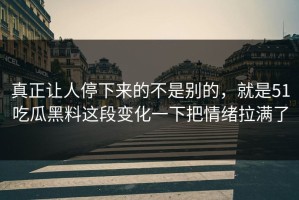 真正让人停下来的不是别的，就是51吃瓜黑料这段变化一下把情绪拉满了