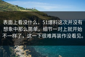 表面上看没什么，51爆料这次并没有想象中那么简单，细节一对上就开始不一样了，这一下很难再装作没看见。