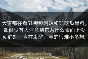大家都在看51视频网站和51吃瓜黑料，却很少有人注意到它为什么表面上没动静却一直在发酵，真的很难不多想。