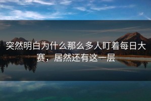 突然明白为什么那么多人盯着每日大赛，居然还有这一层