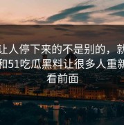 真正让人停下来的不是别的，就是51爆料和51吃瓜黑料让很多人重新回头看前面